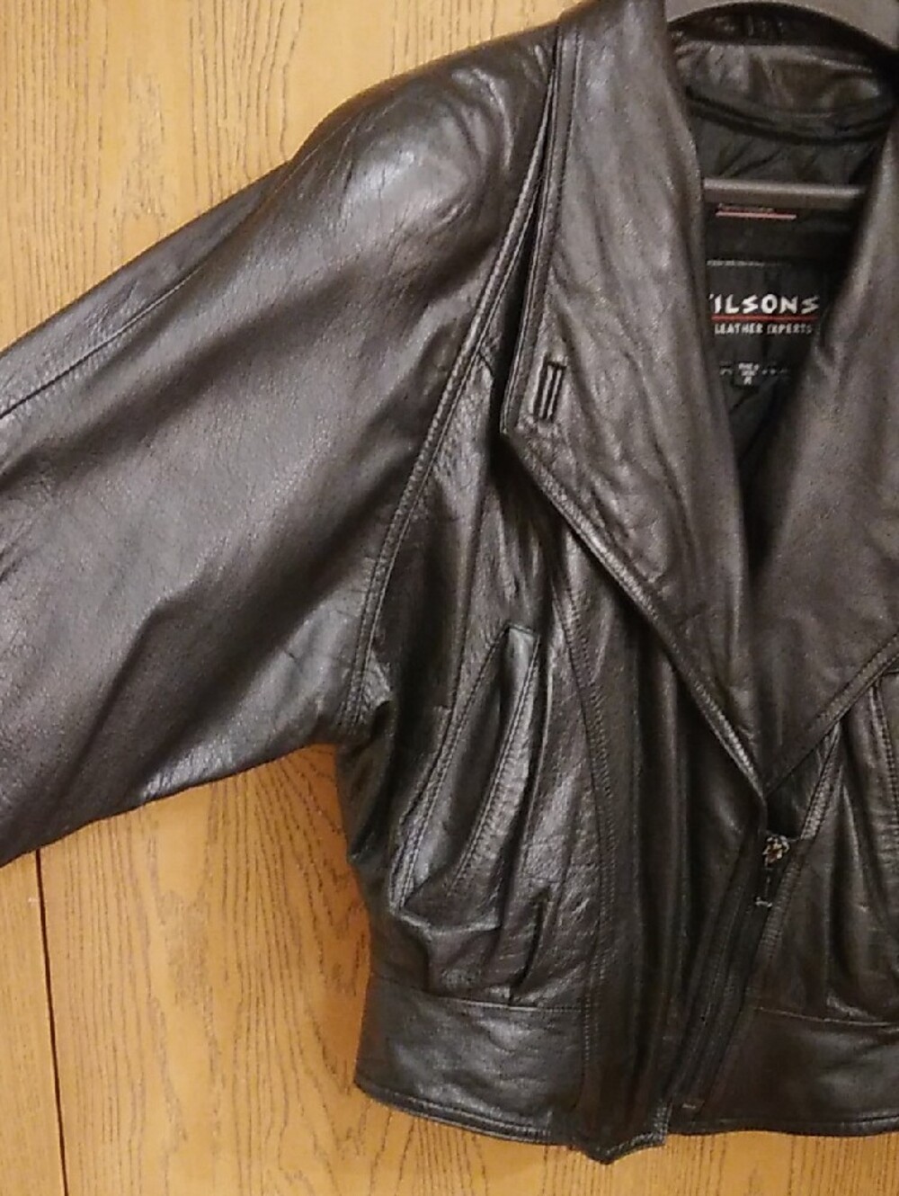 Wilsons Vintage 80s 90s Black Leather Asymmetrical Moto Jacket
